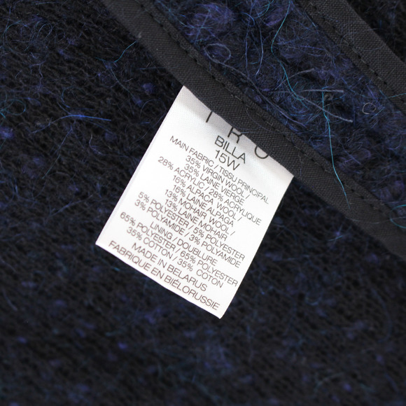 IRO Billa Navy Blue Boucle Wool Blend Tweed Snap Blazer 38 Crewneck Jacket M - Picture 8 of 8